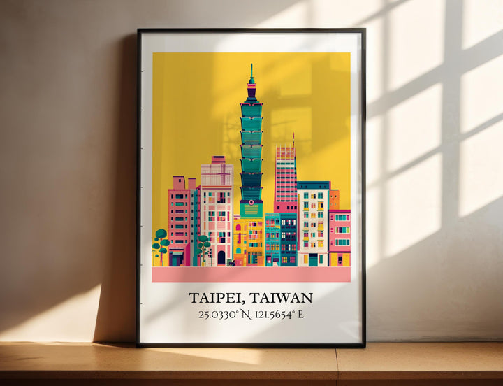 Taipei Art, Taipei Retro Travel Art, Taipei Home Decor, Taipei Taiwan Gift, Taiwan Travel Art, Travel Prints, Housewarming Gift