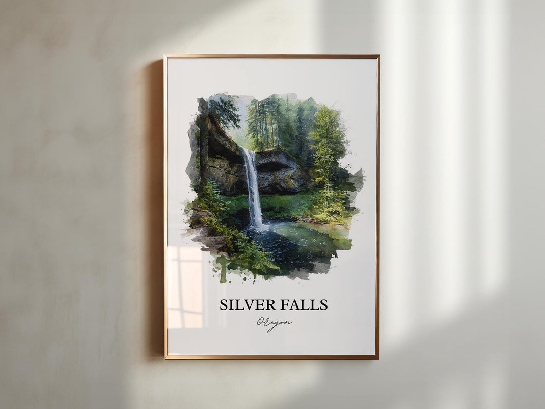 Silver Falls, Oregon, USA – Watercolor Art Print