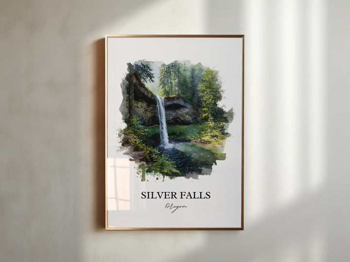 Silver Falls, Oregon, USA – Watercolor Art Print