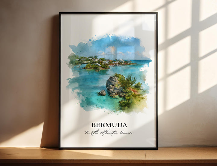 Bermuda Wall Art, Bermuda Print, Bermuda Watercolor Art, Bermuda Gift, Travel Print, Travel Poster, Housewarming Gift