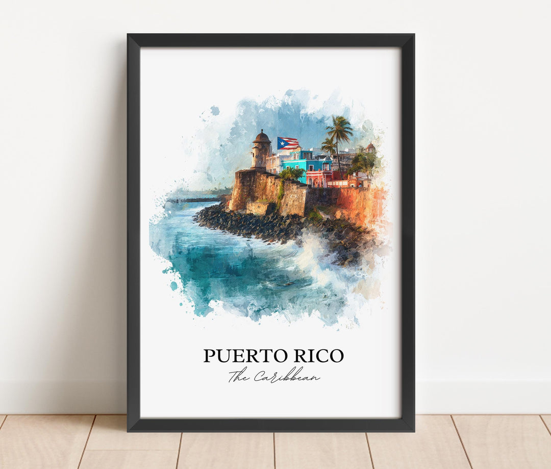 Puerto Rico Wall Art, Puerto Rico Print, Puerto Rico Watercolor Art, Puerto Rico Gift, Travel Print, Travel Poster, Housewarming Gift