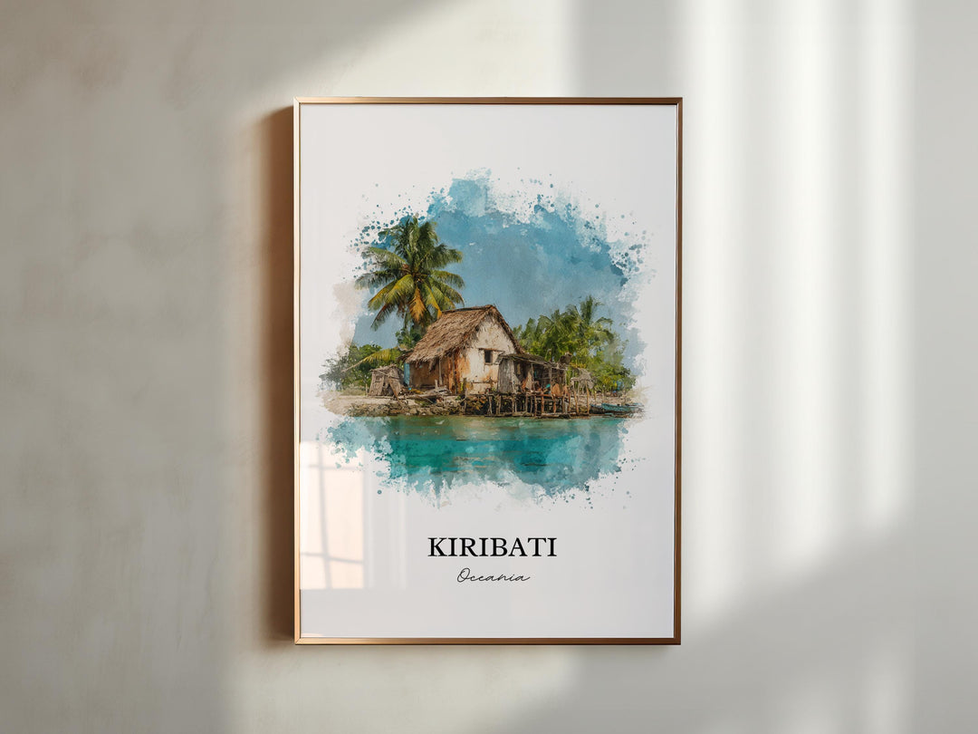 Kiribati Wall Art, Kiribati Print, Kiribati Watercolor Art, Kiribati Island Gift, Travel Print, Travel Poster, Housewarming Gift