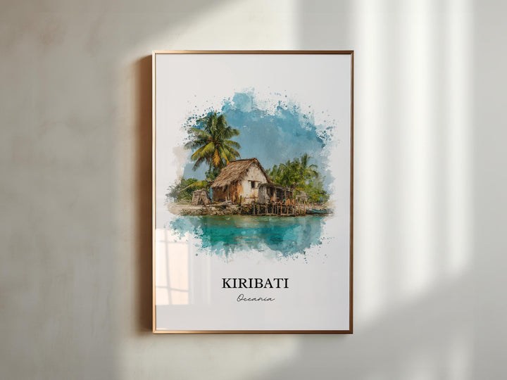 Kiribati Wall Art, Kiribati Print, Kiribati Watercolor Art, Kiribati Island Gift, Travel Print, Travel Poster, Housewarming Gift