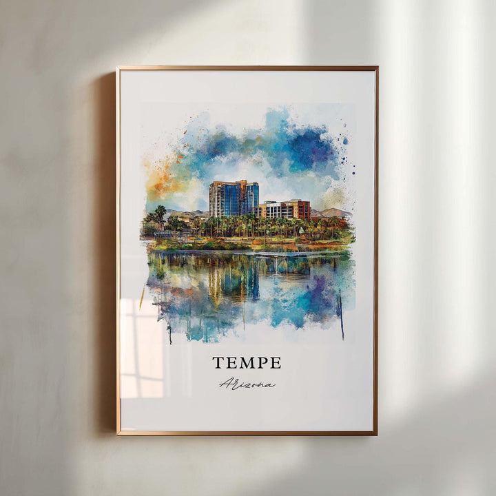 Tempe AZ Wall Art, Tempe Arizona Print, Tempe Watercolor Art, Tempe Arizona Gift,