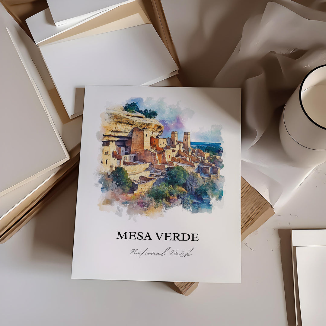 Mesa Verde National Park Art, Montezuma County Print, Colorado Artwork, Mesa Verde Gift, Travel Print, Travel Poster, Housewarming Gift