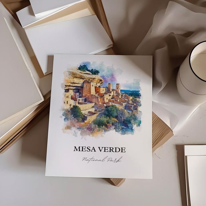Mesa Verde National Park Art, Montezuma County Print, Colorado Artwork, Mesa Verde Gift, Travel Print, Travel Poster, Housewarming Gift