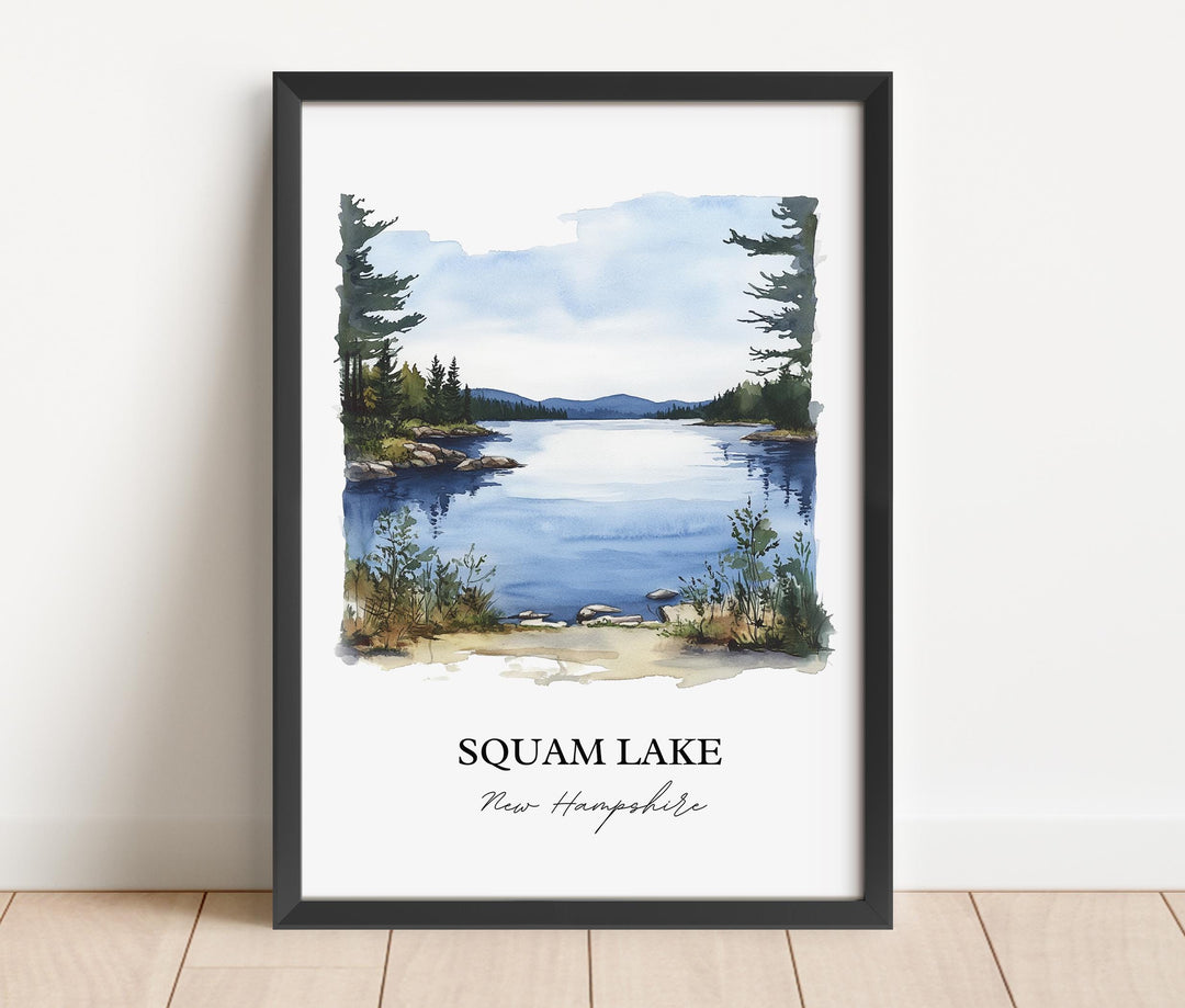 Squam Lake NH Wall Art, Grafton County Print, New Hampshire Watercolor Art, Squam Lake Gift, Travel Print, Travel Poster, Housewarming Gift