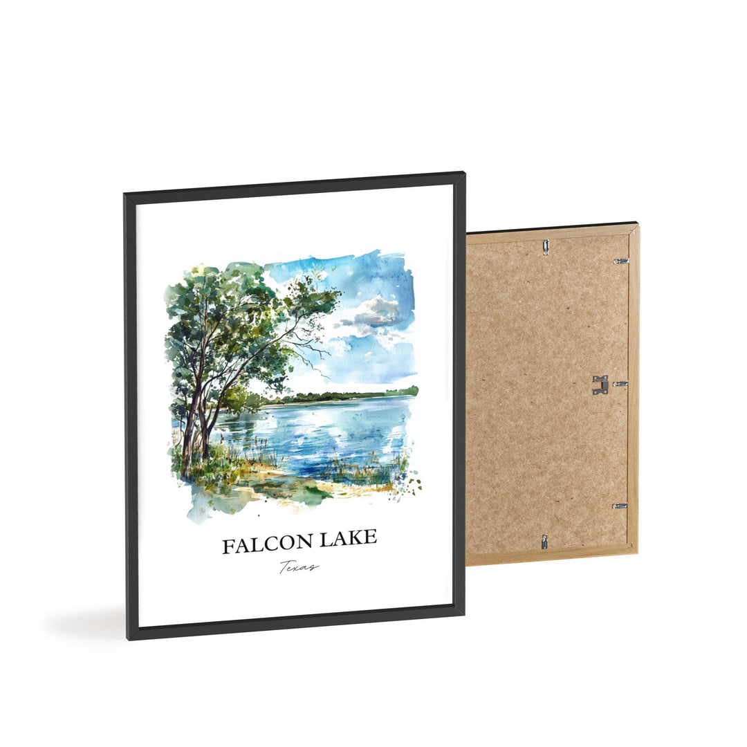 Falcon Lake Wall Art, Rio Grand River Print, Texas Watercolor Art, Falcon Lake TX Gift, Travel Print, Travel Poster, Housewarming Gift
