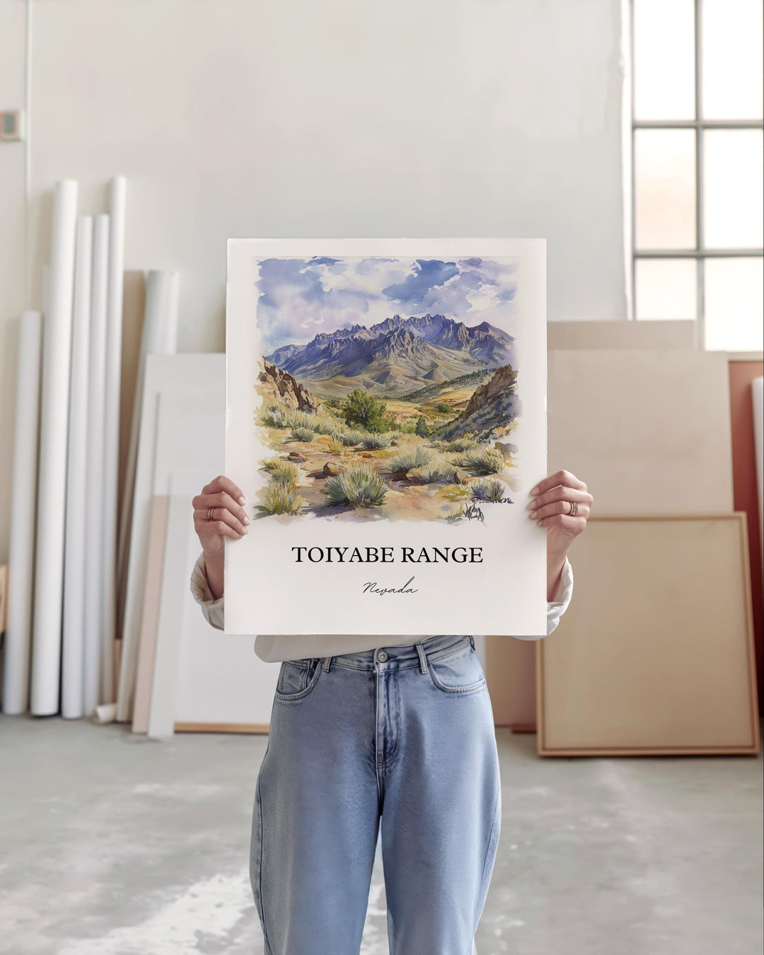 Toiyabe Range NV Wall Art, Lander County Print, Nye County NV Watercolor, Toiyabe Range Gift, Travel Print, Travel Poster, Housewarming Gift