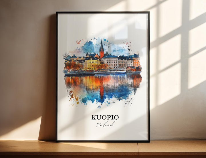 Kuopio Wall Art, North Savo Print, Finland Watercolor Art, Kuopio Finland Gift, Travel Print, Travel Poster, Housewarming Gift