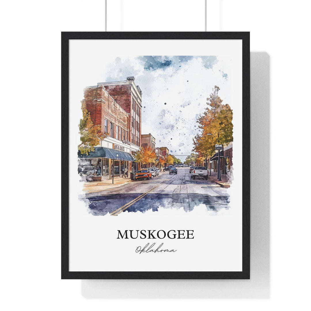 Muskogee OK Wall Art, Arkansas River Print, Oklahoma Watercolor Art, Muskogee OK Gift, Travel Print, Travel Poster, Housewarming Gift