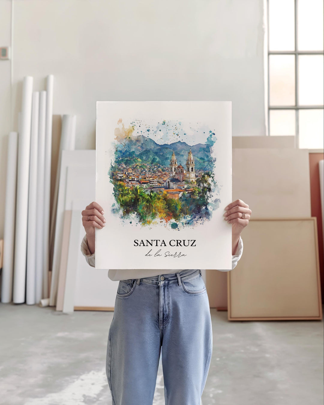 Santa Cruz de la Sierra Art, Bolivia Print, Bolivia Watercolor, Santa Cruz de la Sierra Gift, Travel Print, Travel Poster, Housewarming Gift