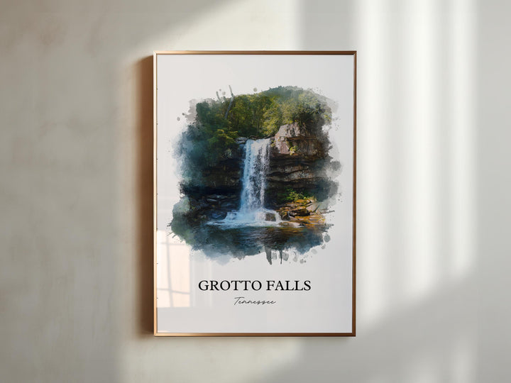 Grotto Falls Wall Art, Sevier County TN Print, Tennessee Watercolor Art, Grotto Falls Gift, Travel Print, Travel Poster, Housewarming Gift