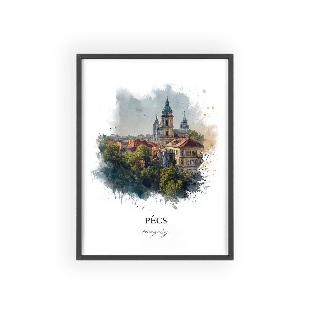 Pecs, Hungary – Watercolor Art Print of Mecsek Mountains