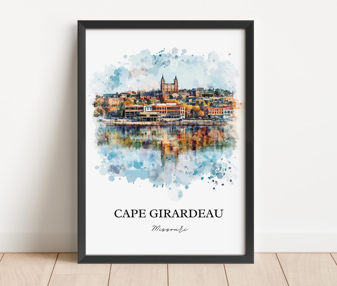 Cape Girardeau Wall Art, Scott County MO Print, Missouri Watercolor Art, Cape Girardeau Gift, Travel Print, Travel Poster, Housewarming Gift