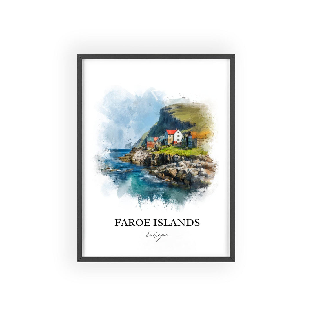 Faroe Islands Wall Art, Denmark Print, Faroe Islands Watercolor Art, Faroe Islands Gift, Travel Print, Travel Poster, Housewarming Gift