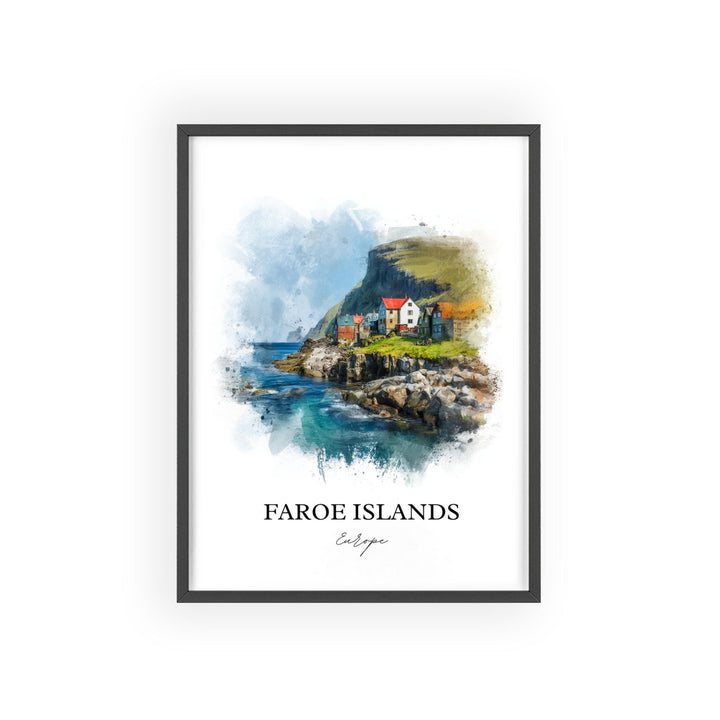Faroe Islands Wall Art, Denmark Print, Faroe Islands Watercolor Art, Faroe Islands Gift, Travel Print, Travel Poster, Housewarming Gift