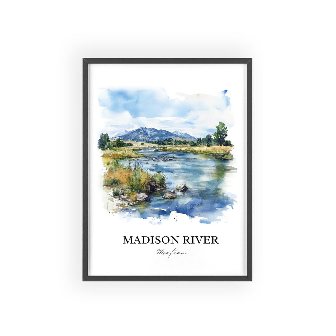 Madison River Wall Art, Three Forks MT Print, Montana Watercolor Art, Madison River MT Gift, Travel Print, Travel Poster, Housewarming Gift