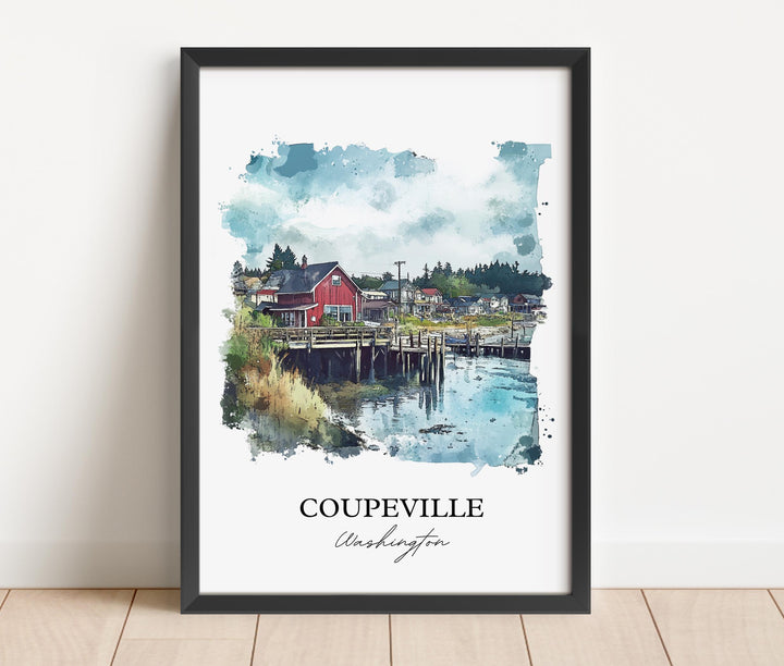 Coupeville WA Wall Art, Coupeville Print, Whidbey Island Artwork, Coupeville Washington Gift, Travel Print, Travel Poster, Housewarming Gift
