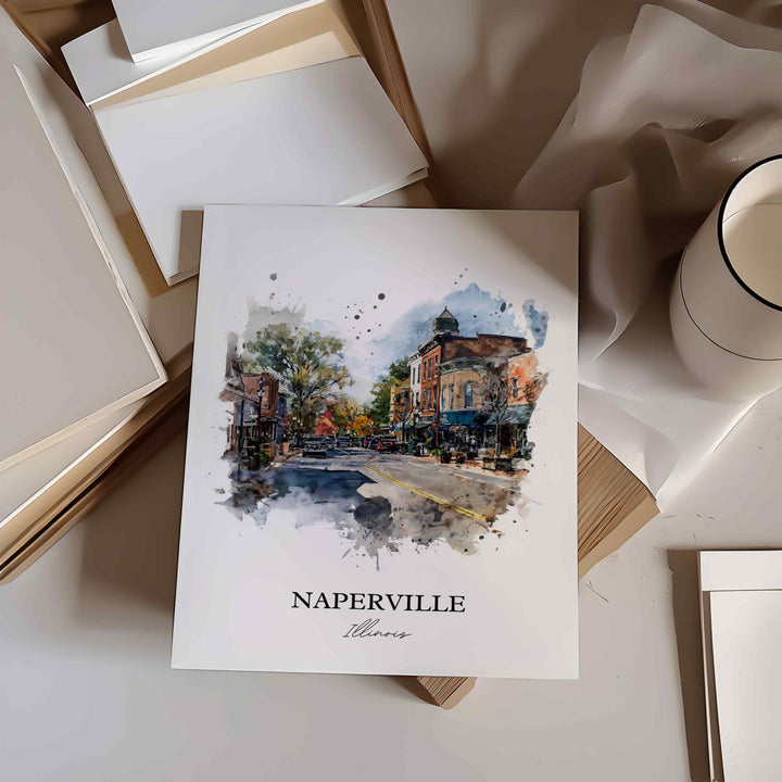 Naperville, Illinois – Watercolor Art Print