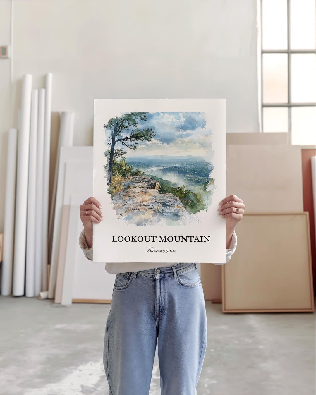 Lookout Mountain Wall Art, Ruby Falls Print, Tennessee Watercolor Art, Lookout Mountain Gift, Travel Print, Travel Poster, Housewarming Gift