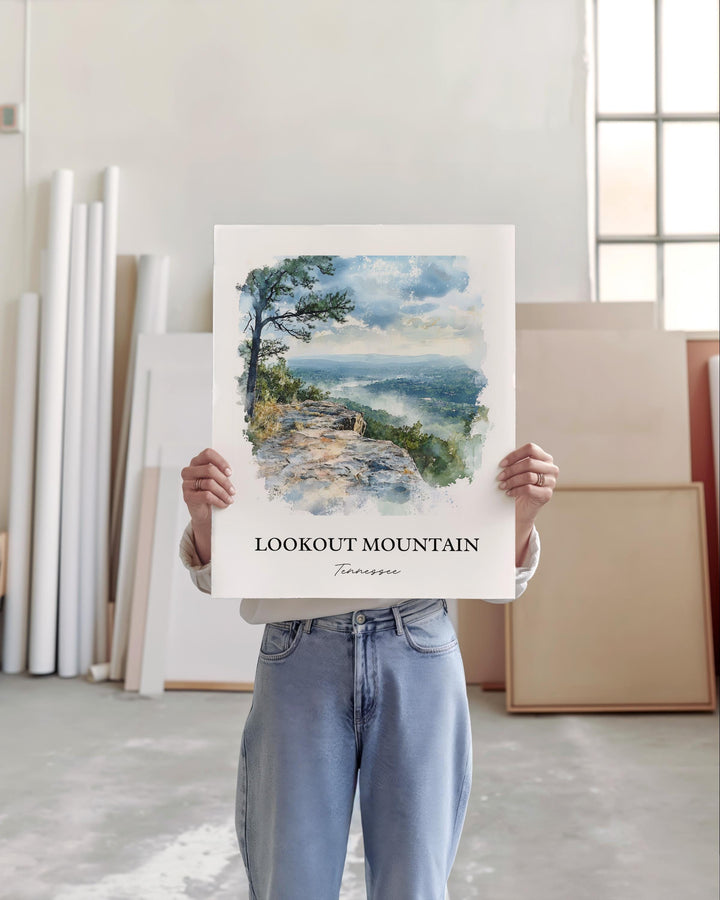 Lookout Mountain Wall Art, Ruby Falls Print, Tennessee Watercolor Art, Lookout Mountain Gift, Travel Print, Travel Poster, Housewarming Gift