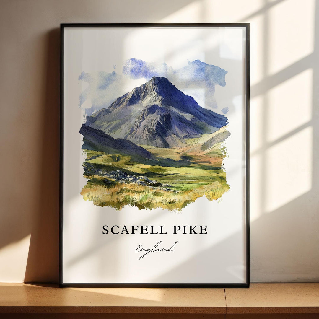 Scafell Pike England Art, Scafell Pike Print, Scafell Pike Watercolor Art, Cumbria UK Gift, Travel Poster, Housewarming Gift