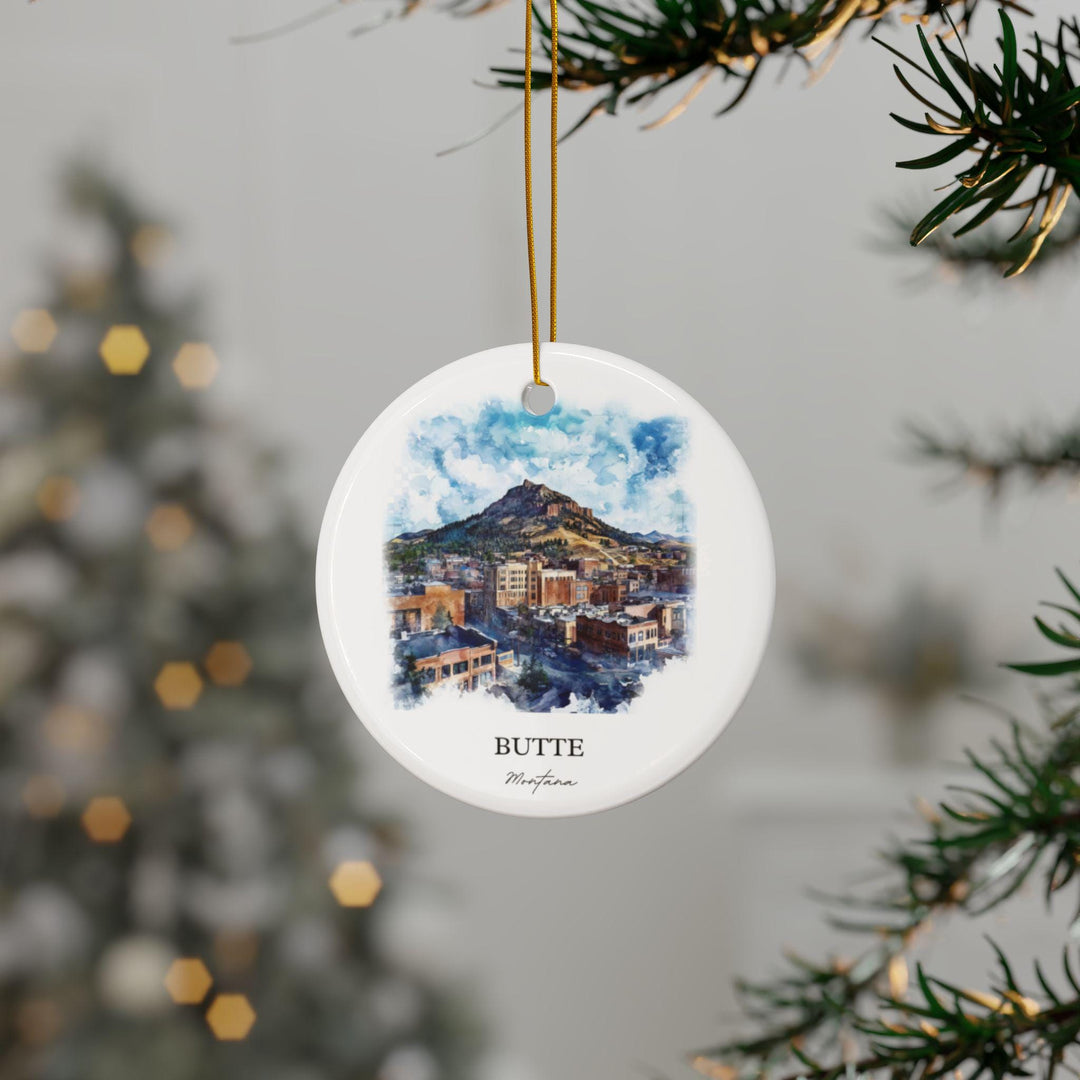 Butte Montana Ornament: Unique Montana Souvenir, Butte MT Xmas Decor, and Authentic Butte Gift