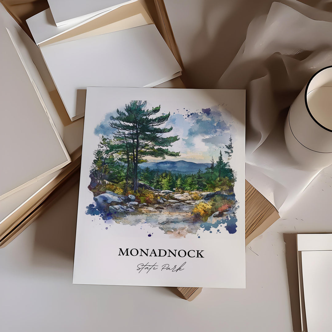 Monadnock State Park Art, Cheshire County Print, New Hampshire Artwork, Monadnock NH Gift, Travel Print, Travel Poster, Housewarming Gift