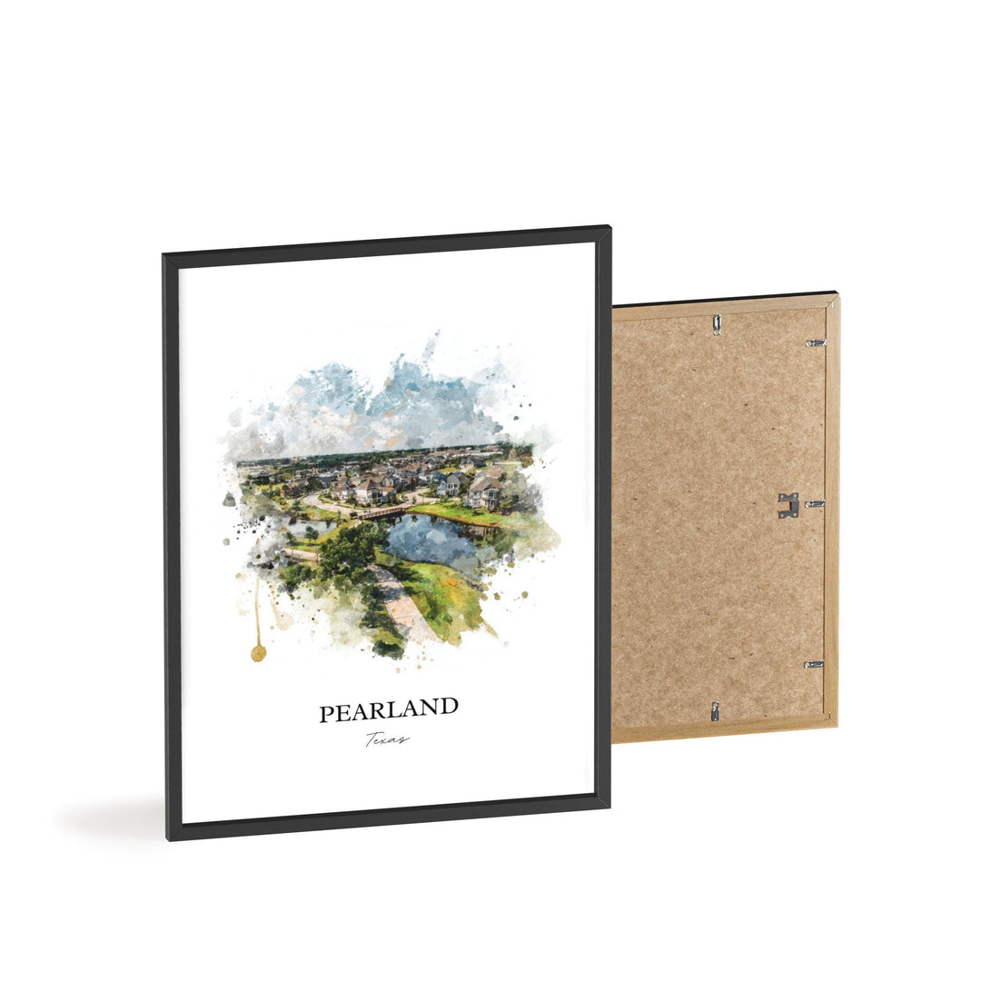 Pearland, Texas – Watercolor Art Print