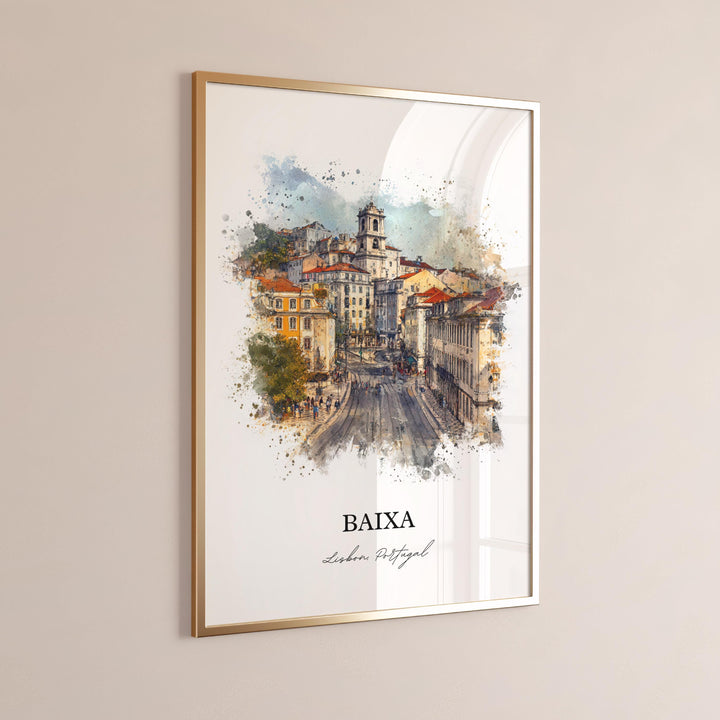Baixa, Portugal – Watercolor Art Print