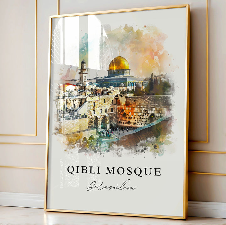 Al-Aqsa Mosque Art, Qibli Mosque Print, Jerusalem Wall Art, Aqsa Gift, Travel Print, Travel Poster, Travel Gift, Housewarming Gift