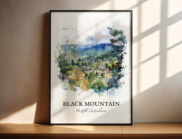Black Mountain NC Wall Art, Buncombe County Print, Asheville Watercolor, Black Mountain Gift, Travel Print, Travel Poster, Housewarming Gift