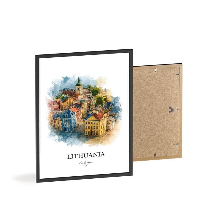 Lithuania Wall Art, Lithuania Print, Lithuania Watercolor Art, Lithuania Gift, Travel Print, Travel Poster, Housewarming Gift