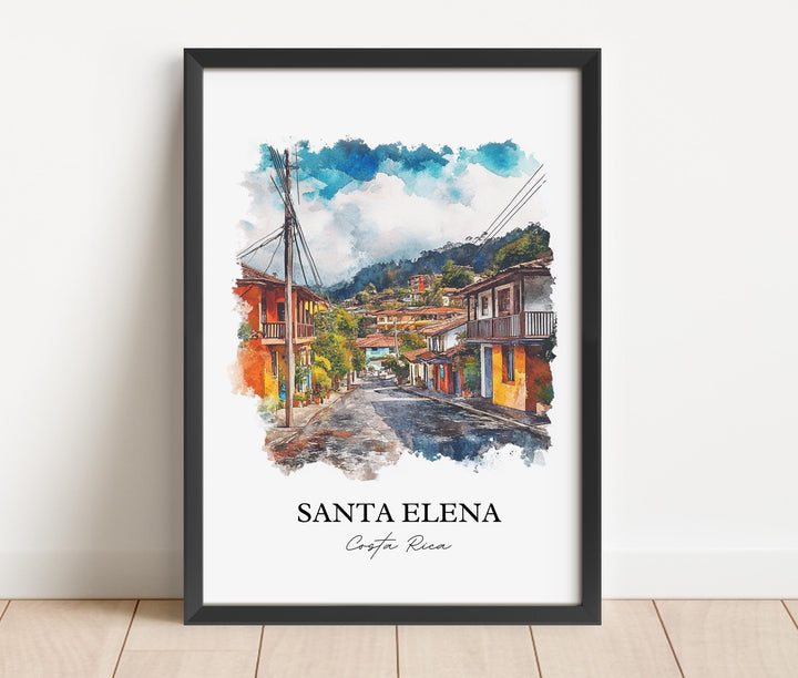 Santa Elena Wall Art, Monteverde Print, Costa Rica Watercolor Art, Santa Elena Gift, Travel Print, Travel Poster, Housewarming Gift