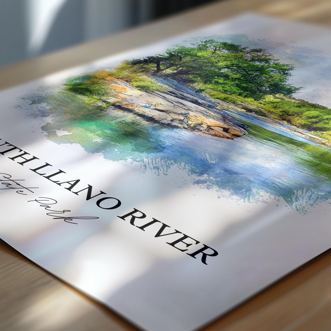 South Llano River Park Wall Art, Junction TX Print, Texas Artwork, South Llano River Gift, Travel Print, Travel Poster, Housewarming Gift