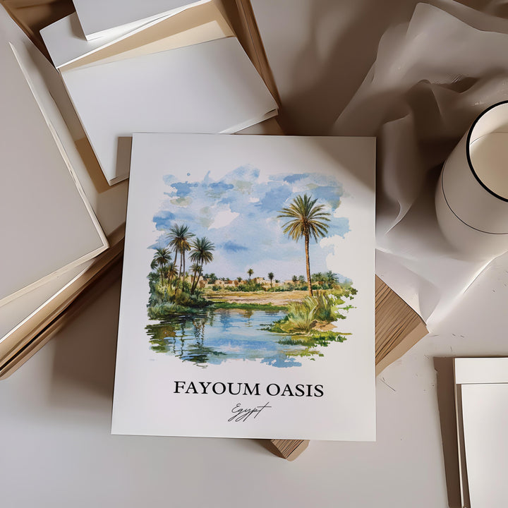 Fayoum Oasis, Egypt – Watercolor Art Print