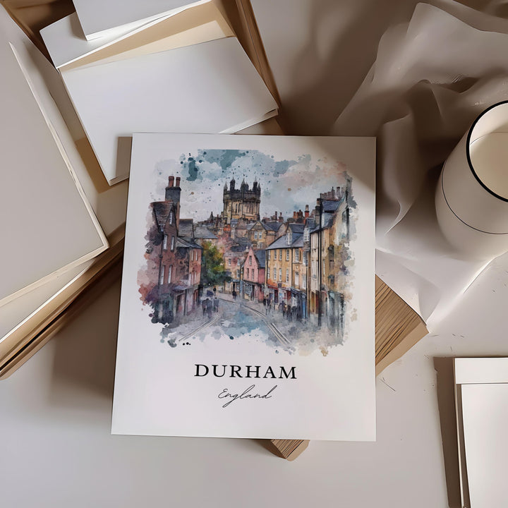Durham England Wall Art, Durham UK Print, Newcastle upon Tyne Watercolor Art, Durham UK Gift, Travel Print, Travel Poster, Housewarming Gift