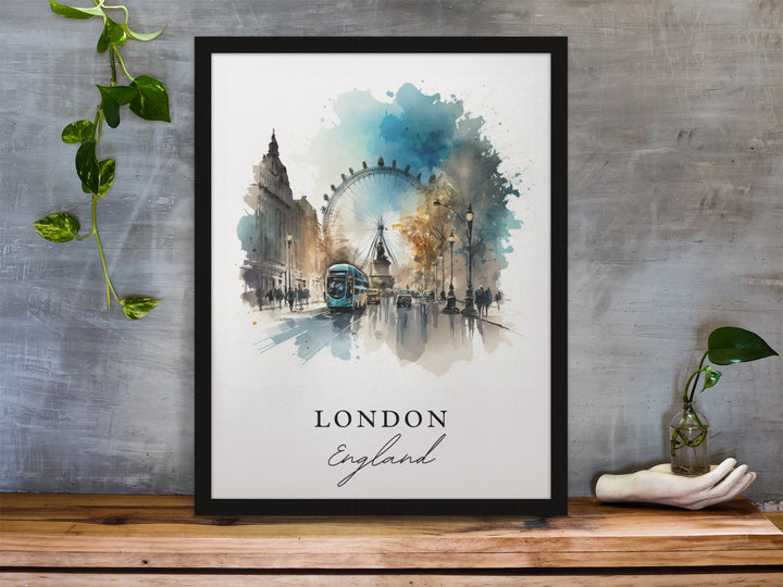 London traditional travel art - United Kingdom, London poster, Wedding gift, Birthday present, Custom Text, Personalised Gift