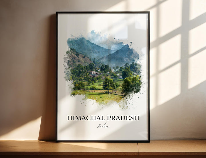 Himachal Pradesh Wall Art, India Print, India Watercolor Art, Himachal Pradesh Gift, India Travel Print, Travel Poster, Housewarming Gift