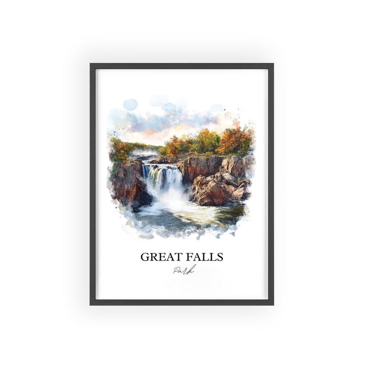 Great Falls Park Wall Art, Fairfax County Print, McLean VA Watercolor, Great Falls Park Gift, Travel Print, Travel Poster, Housewarming Gift
