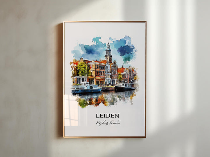 Leiden Wall Art, South Holland Print, Netherlands Watercolor Art, Leiden Netherlands Gift, Travel Print, Travel Poster, Housewarming Gift