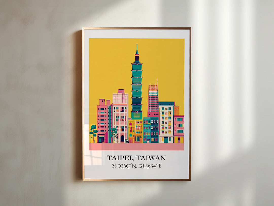 Taipei Art, Taipei Retro Travel Art, Taipei Home Decor, Taipei Taiwan Gift, Taiwan Travel Art, Travel Prints, Housewarming Gift