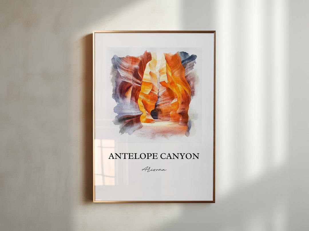 Antelope Canyon Art, Lechee Arizona Print, Antelope AZ Watercolor Art, Antelope Canyon Gift, Travel Print, Travel Poster, Housewarming Gift