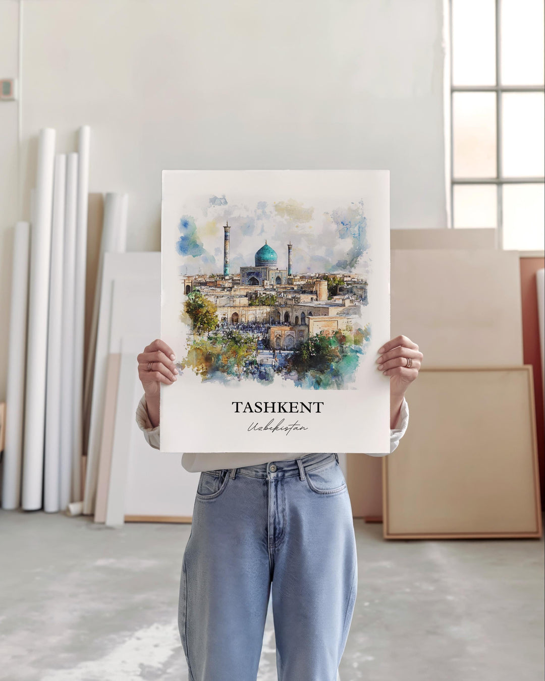 Tashkent Wall Art, Tashkent Skyline Print, Uzbekistan Watercolor Art, Tashkent Gift, Travel Print, Travel Poster, Housewarming Gift