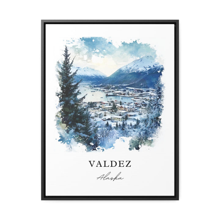 Valdez Alaska Wall Art, Valdez Alaska Print, Valdez Alaska Watercolor Art, Chugach AK Gift, Travel Poster, Housewarming Gift