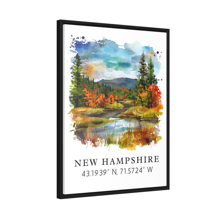 New Hampshire wall art - New Hampshire print with coordinates, Framed and Unframed Options - The Perfect Gift, Personalization Available