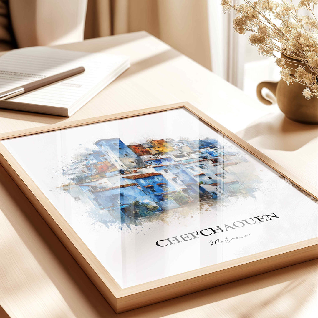 Chefchaouen, Morocco – Watercolor Art Print