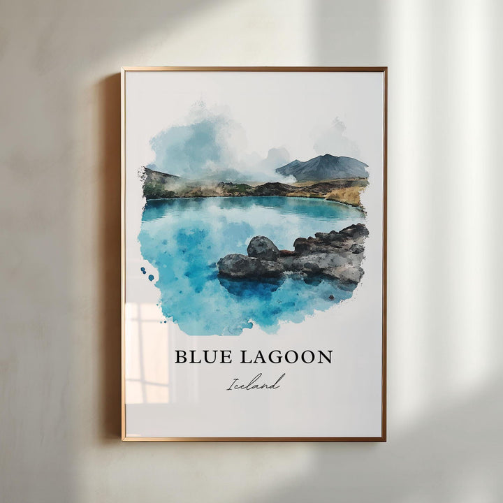 Blue Lagoon Wall Art, Iceland Print, Grindavík Iceland Watercolor Art, Blue Lagoon Gift, Travel Print, Travel Poster, Housewarming Gift