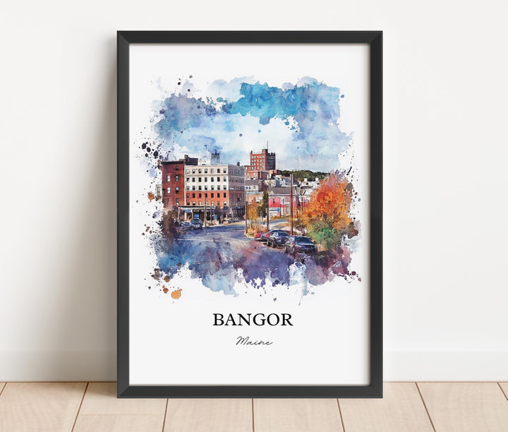 Bangor, Maine, USA – Watercolor Art Print